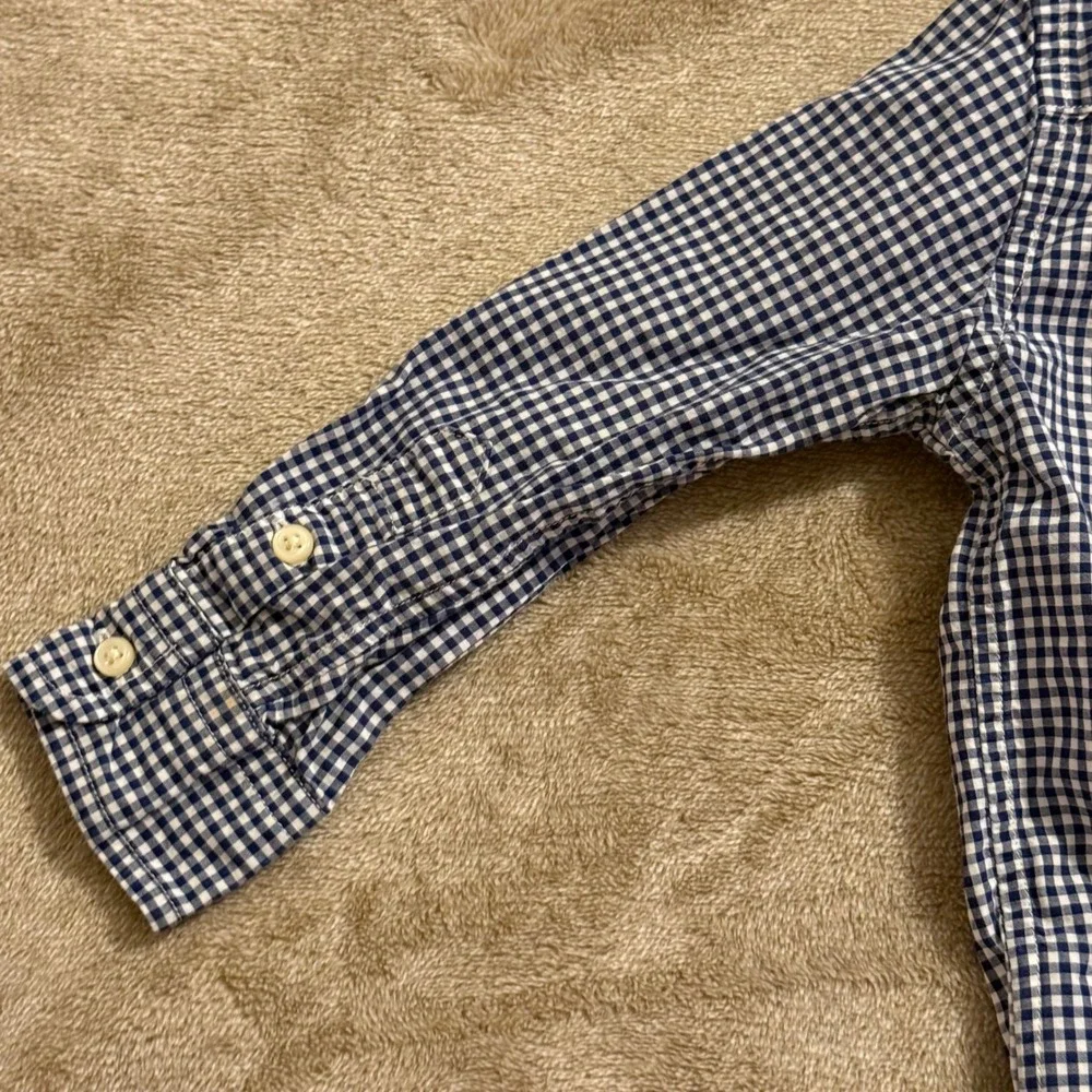 Ralph Lauren Boys Navy Blue Gingham Check Long Sleeve Button Down Shirt 2T